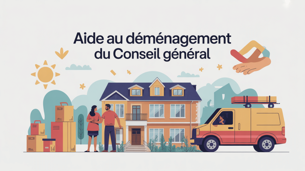 aide au déménagement conseil général illustration moderne famille et cartons
