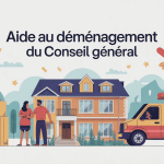 aide au déménagement conseil général illustration moderne famille et cartons