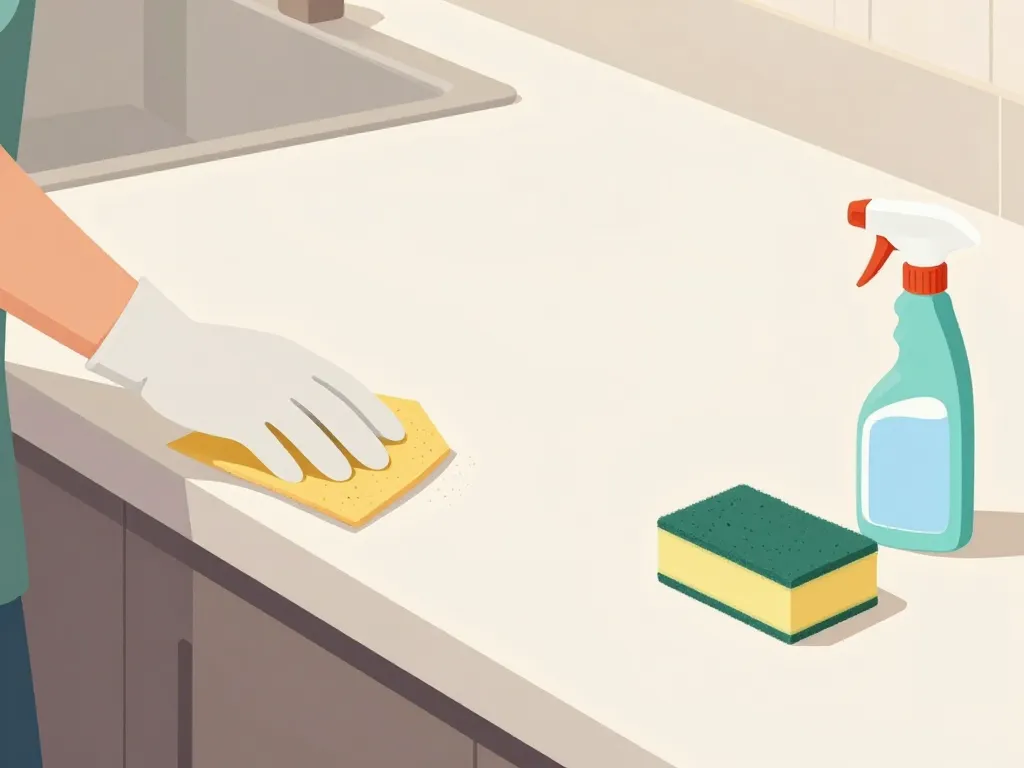 Préparation avant de peindre un plan de travail nettoyage ponçage