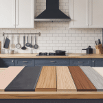 illustration chant de plan de travail moderne, coupe et matériaux