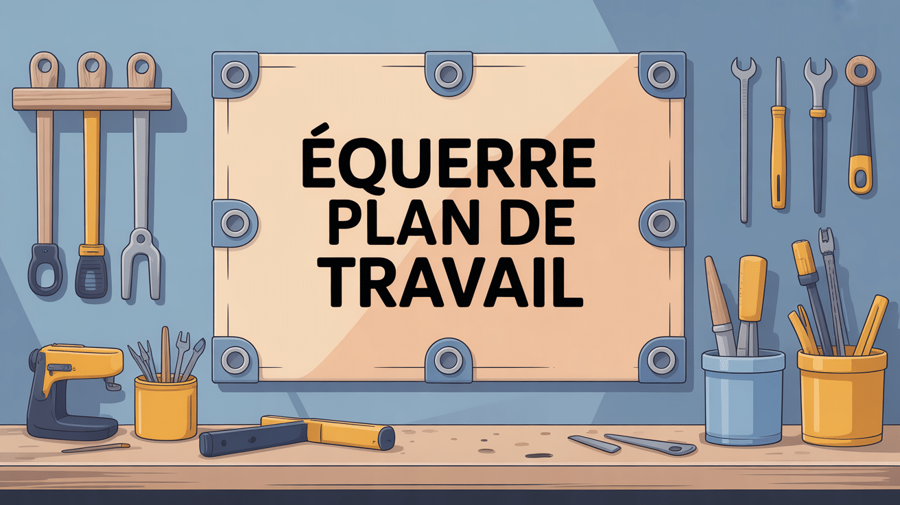 illustration equerre plan de travail stable alignée