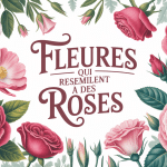 illustration de fleurs qui ressemblent à une rose : pivoines, renoncules, camélias, lisianthus