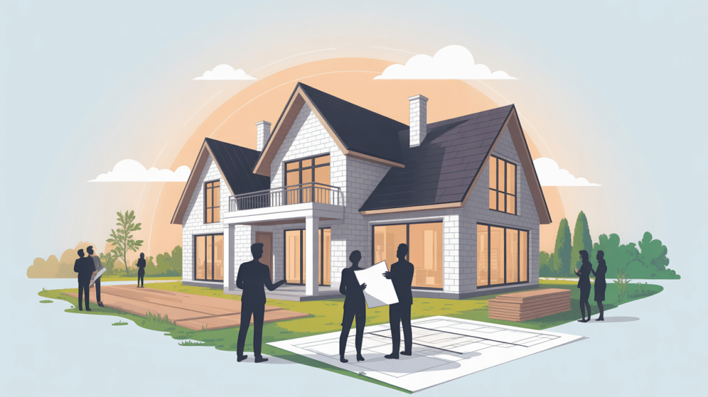 Illustration maison blanche constructeur projet immobilier