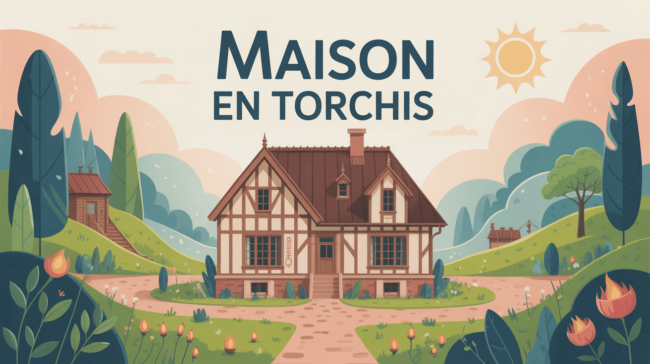 Maisons en torchis illustration paysage écologique