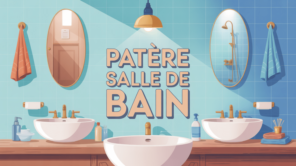 Patere salle de bain moderne mur bleu avec serviettes