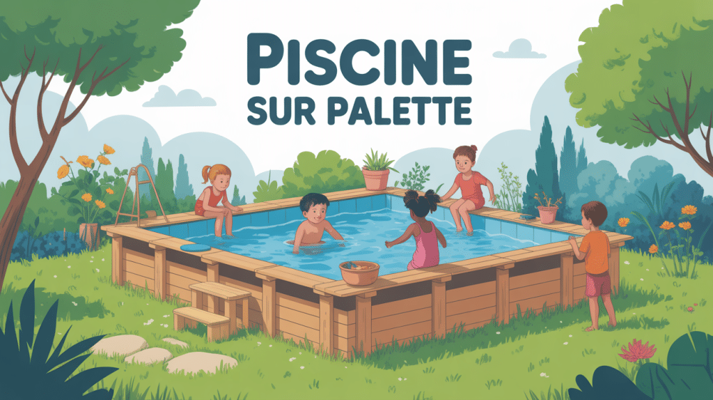 Piscine sur palette ambiance estivale jardin