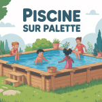 Piscine sur palette ambiance estivale jardin