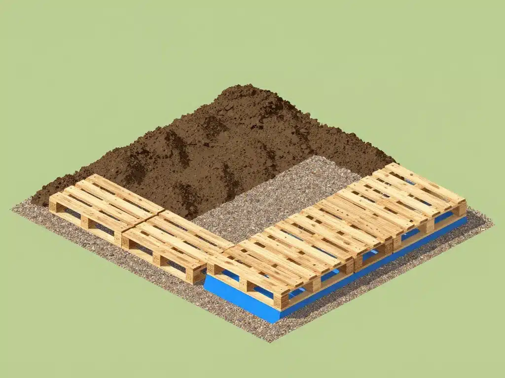 Préparation sécurisée terrain piscine sur palette