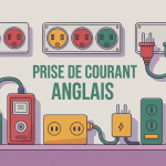 Illustration des prises de courant en anglais françaises américaines britanniques
