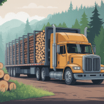 prix d'un semi remorque de bois de chauffage en 2m dessiné camion et bûches