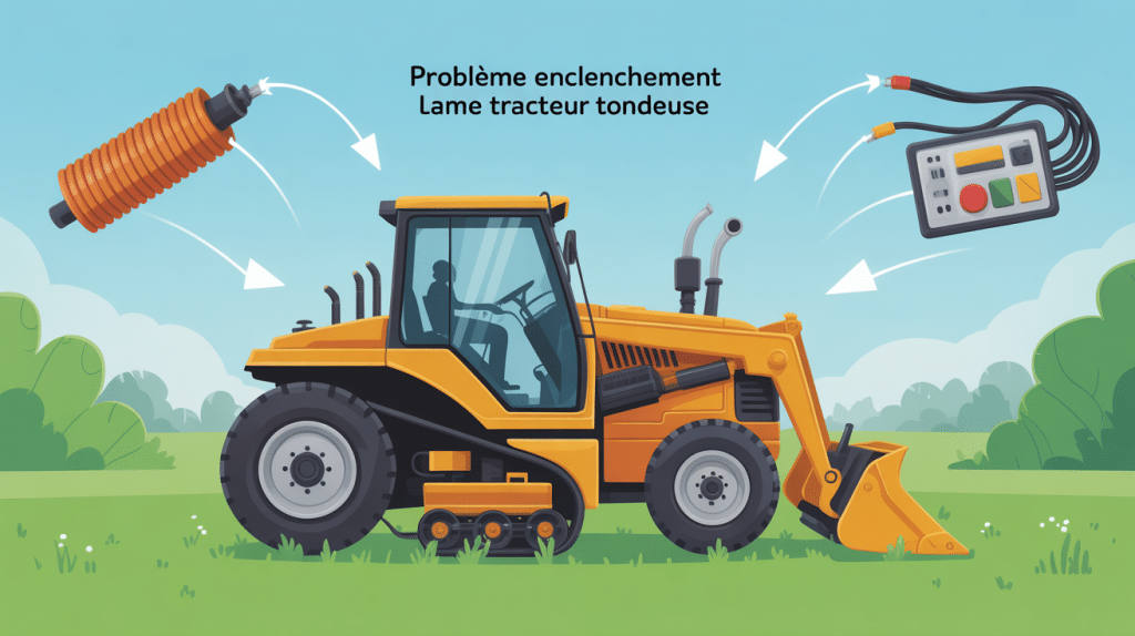 problème enclenchement lame tracteur tondeuse vue globale