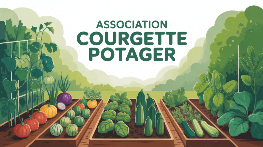 association courgette potager en jardin avec séparations