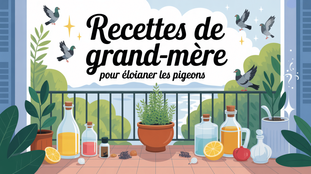 Recette de grand-mère pour faire fuir les pigeons illustration balcon et ingrédients