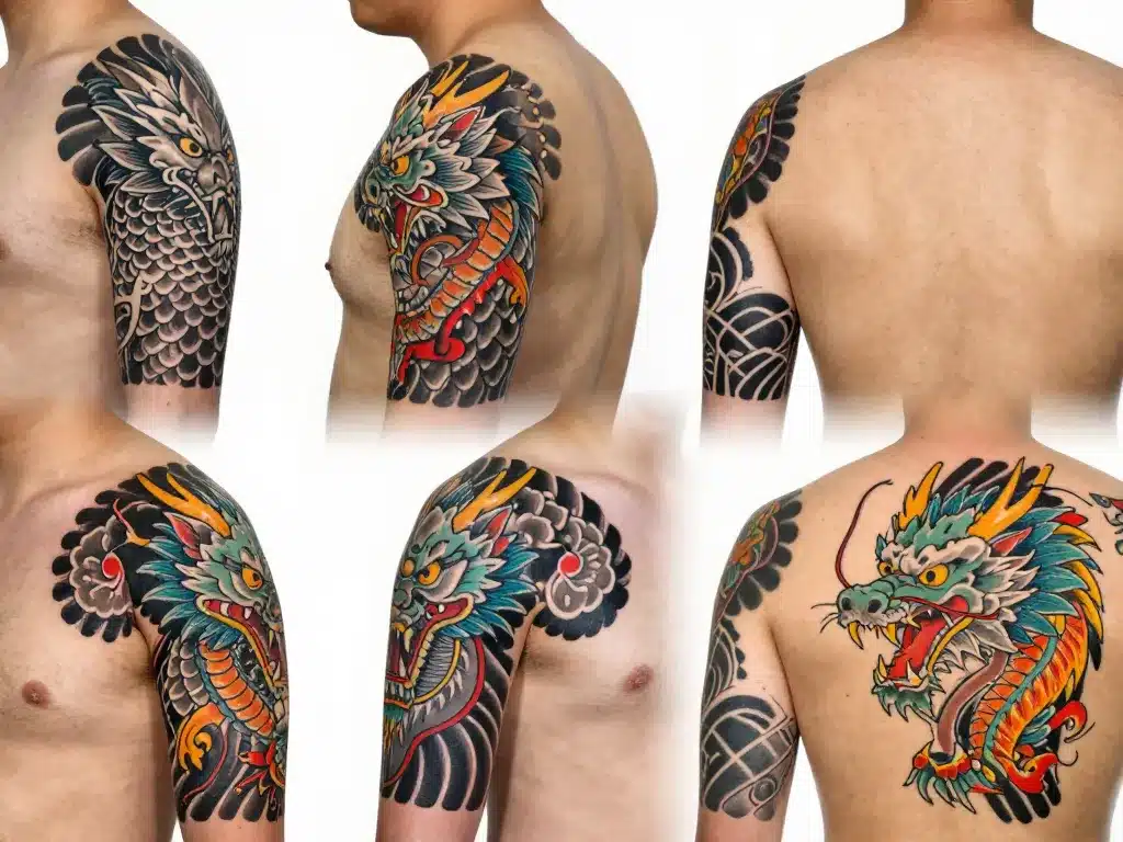 tatouage tete de dragon différents styles et zones