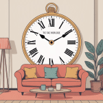 tic tac horloge illustration salon cosy stylisée