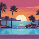 villa de luxe bord de mer piscine coucher du soleil