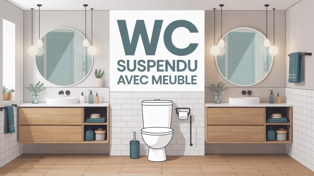 WC suspendu meuble intégré salle de bains design