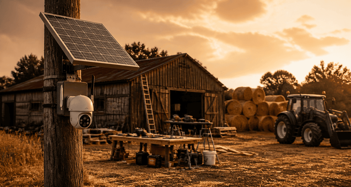caméra 4g solaire sur mât chantier campagne