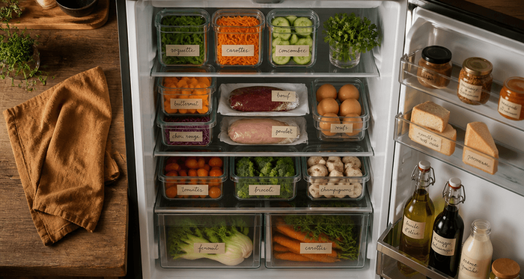 comment ranger son frigo vue frigo ouvert organisé