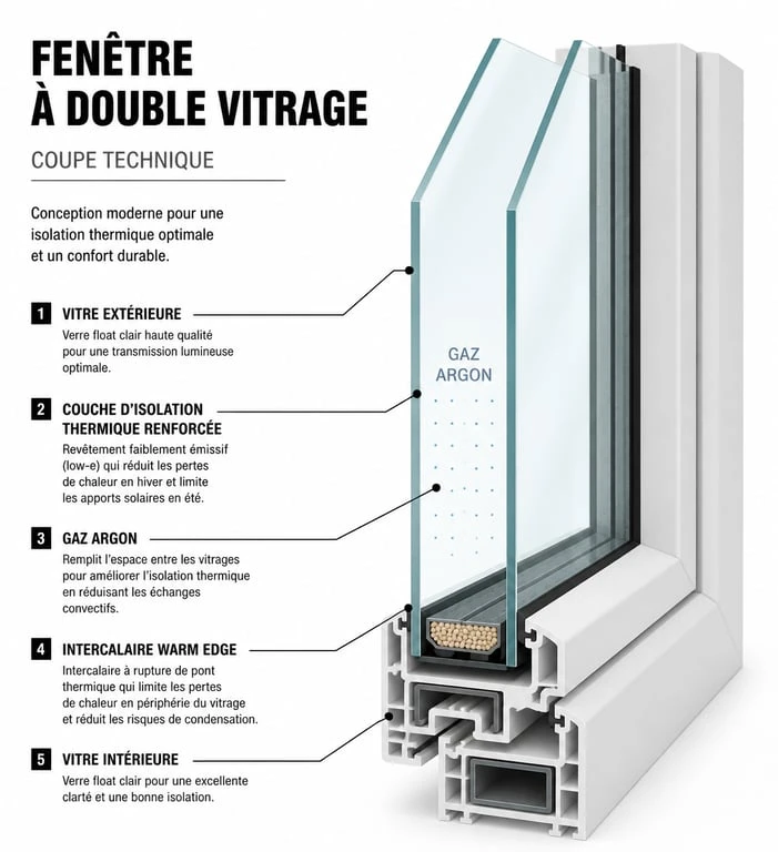 Schéma technique d'un double vitrage pour changer un double vitrage