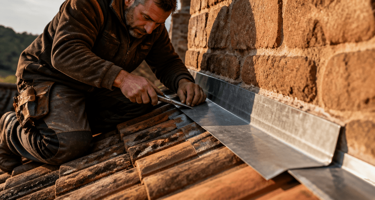 etancheite d'un toit contre un mur solin zinc