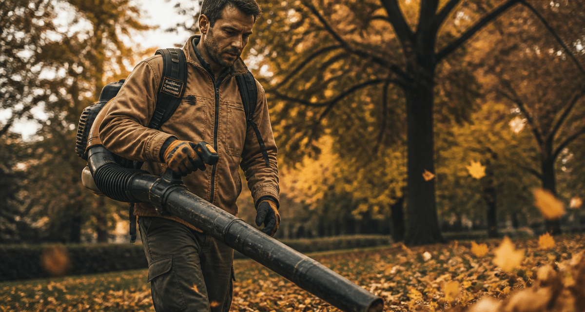 meilleur souffleur thermique utilisé par jardinier dans un parc