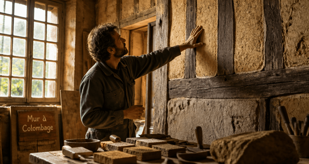 Artisan mur colombage rénovation atelier