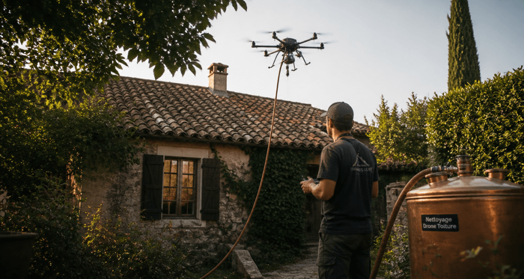 nettoyage toiture par drone avis sur toit ancien hexacoptère