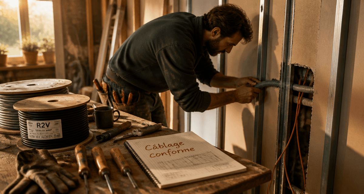 norme câble sans gaine dans cloison placo artisan pose gaine ICTA