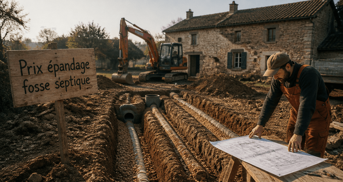 prix épandage fosse septique tranchées chantier