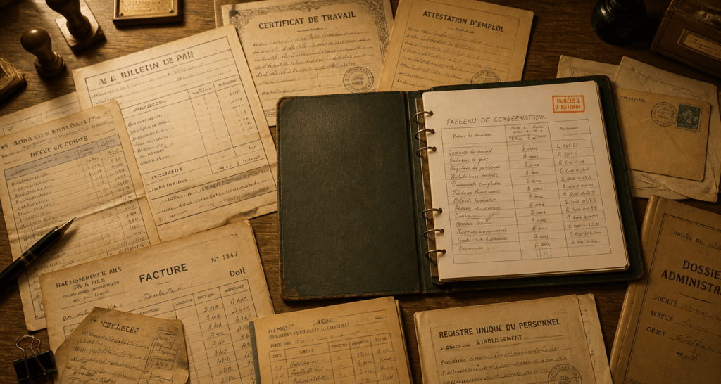 tableau récapitulatif combien de temps garder ses papiers pdf sur bureau vintage