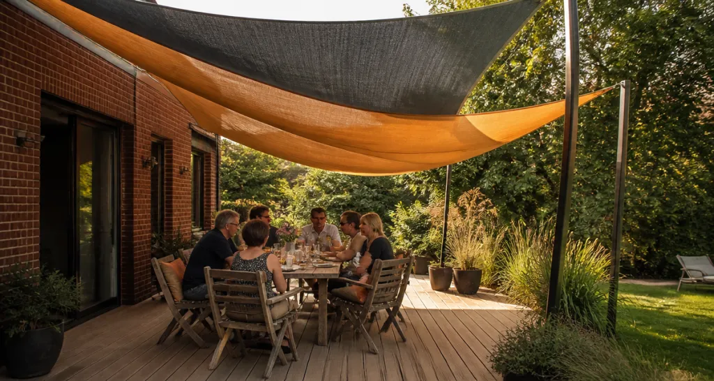 baches ombrage terrasse bois et brique