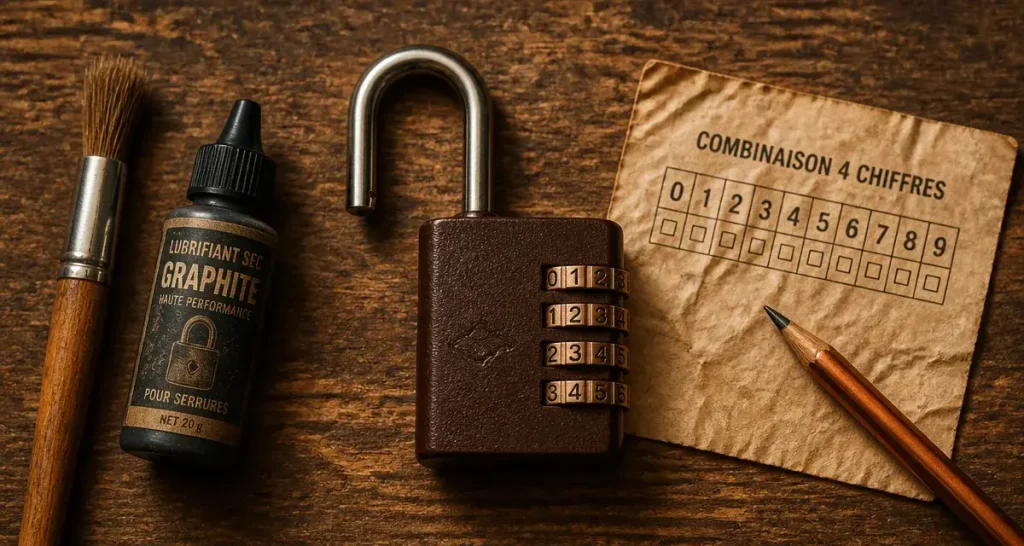 Code cadenas bloqué, réinitialisation du cadenas à combinaison
