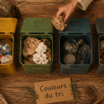 couleur poubelle tri selectif sur plan de travail