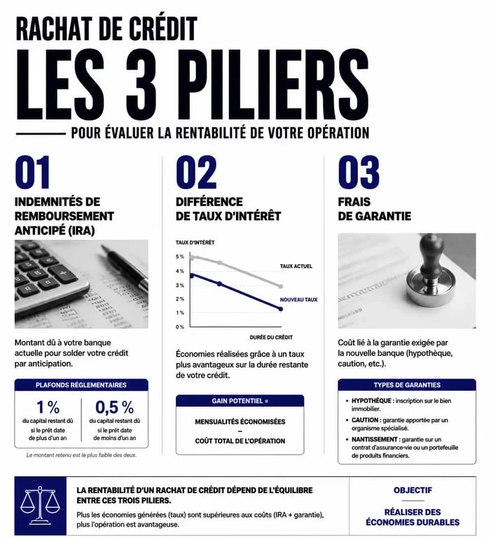 Infographie comparative pour évaluer le rachat de crédit et changer de banque avec un prêt en cours