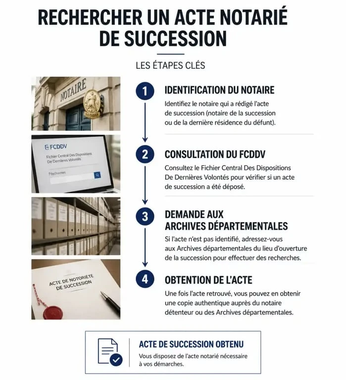 Étapes pour retrouver un acte notarié de succession : guide pratique