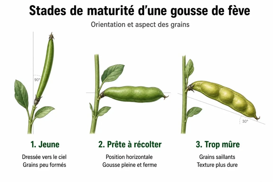 Stades de maturité pour la récolte des fèves au potager