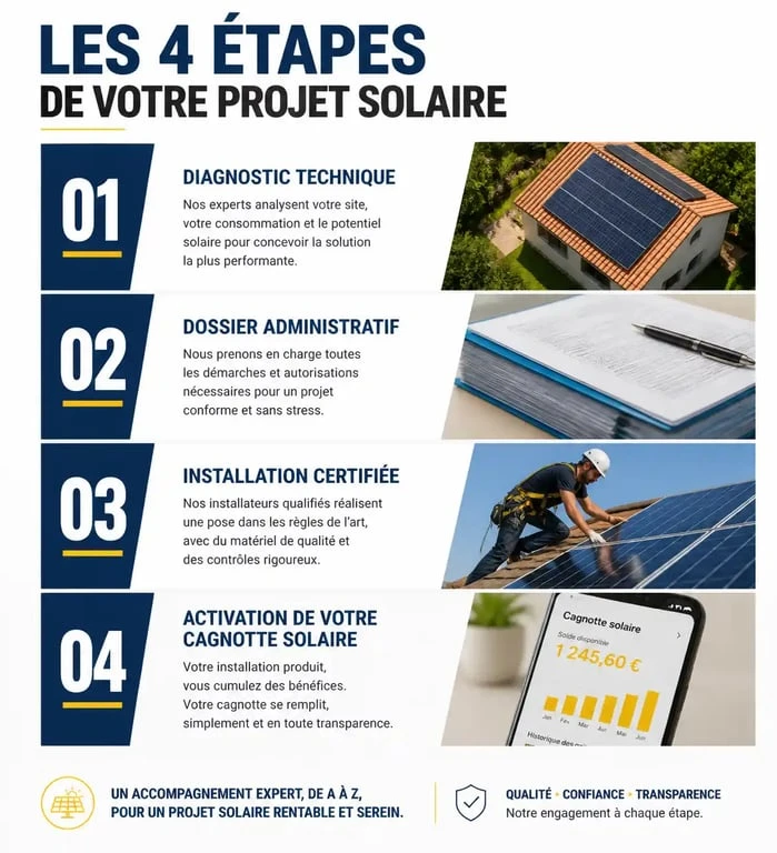 Étapes clés d'un projet solaire avec 3e Habitat