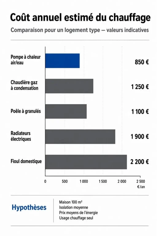 Comparatif des coûts des modes de chauffage : quel est le chauffage le moins cher en 2026