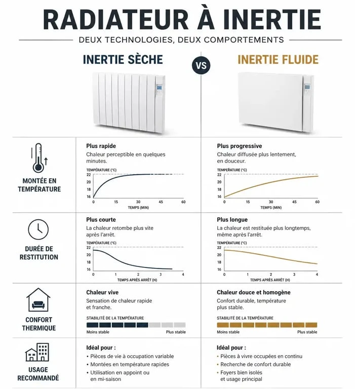 Comparatif des caractéristiques entre radiateur à inertie sèche et fluide pour optimiser sa consommation