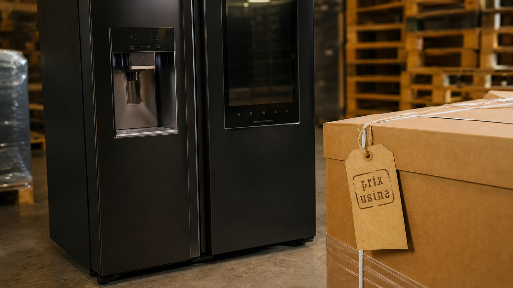 Frigo américain prix usine, étiquette prix atelier sur frigo Side-by-Side