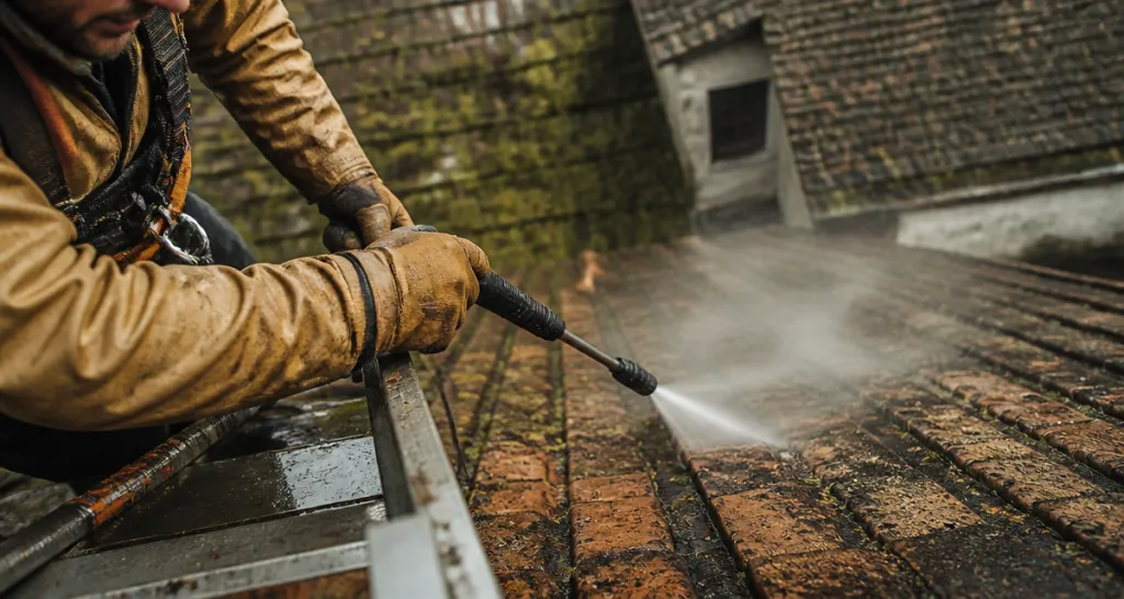 nettoyage toiture karcher sur tuiles anciennes