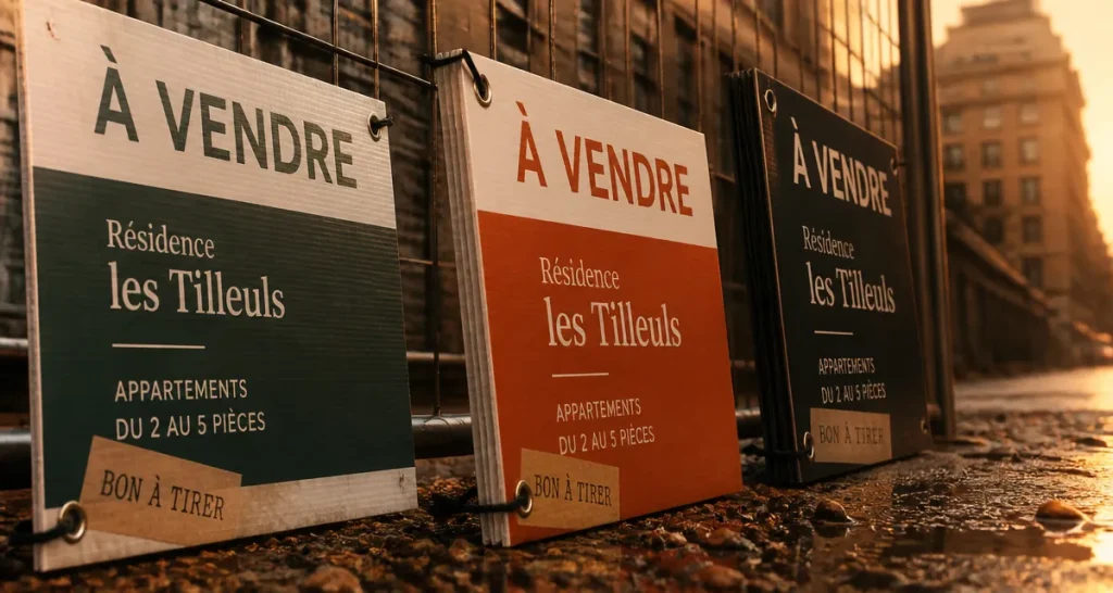 Panneaux agence immobilière Akilux À VENDRE pour visibilité locale