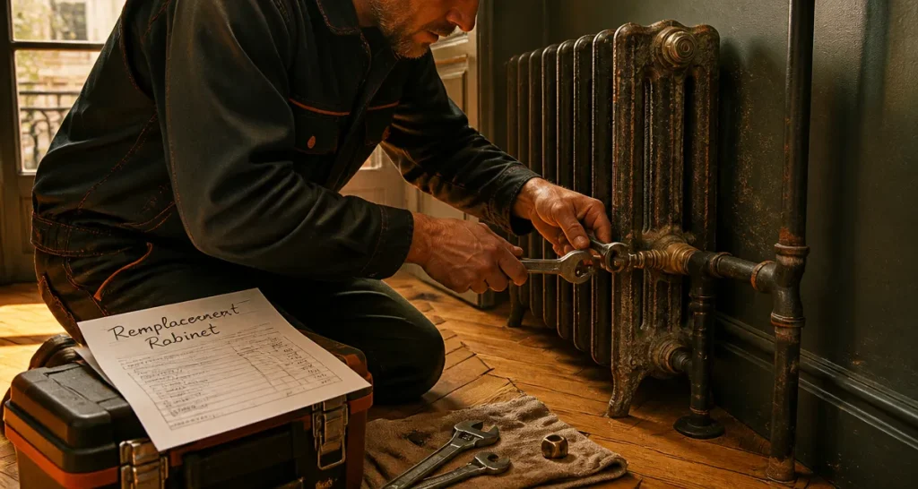 prix d un plombier pour changer un robinet de radiateur, intervention en cours