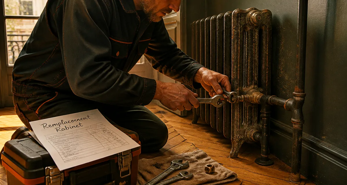prix d un plombier pour changer un robinet de radiateur, intervention en cours