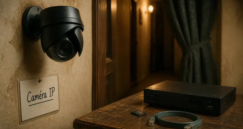 Quelle camera de surveillance choisir : caméra IP dôme intérieure près d’une porte