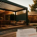 Taxe pergola : pergola ouverte sans vitrages, terrasse bois