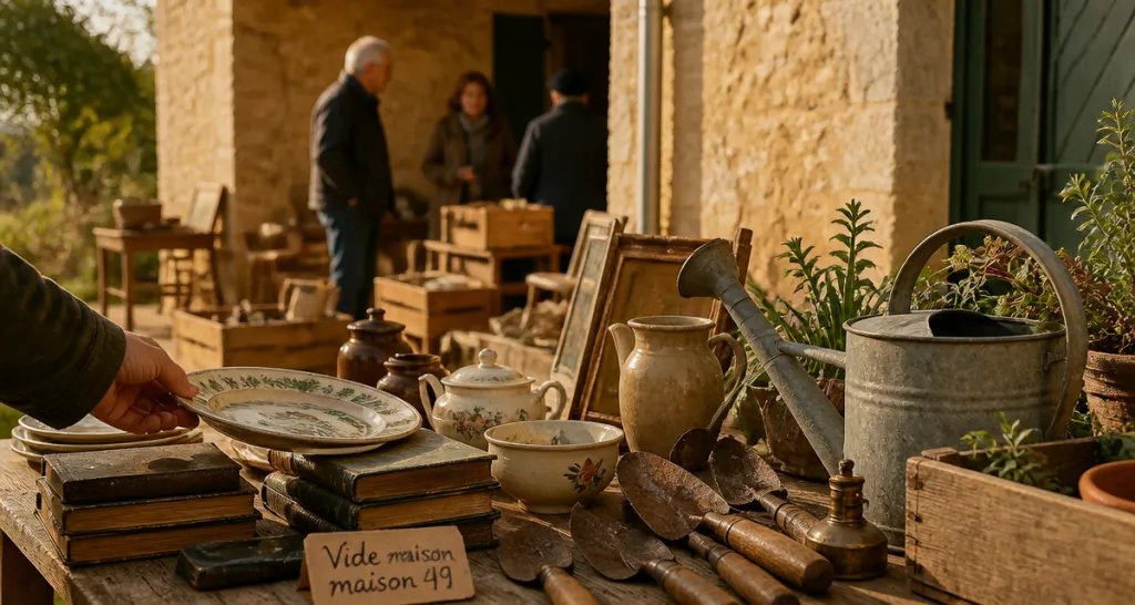Vide maison 49 table objets anciens Maine-et-Loire