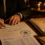 Compromis de vente sans emprunt : notaire signe le compromis sur papier