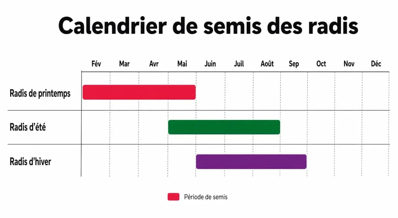 Calendrier de semis des radis de printemps, d'été et d'hiver